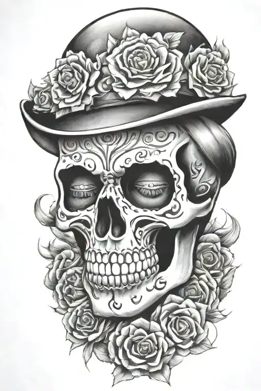 candy skull chicano gangster style sleeve tattoo tattoo design idea