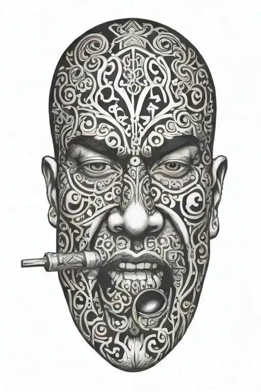chicano licking on middle finger tattoo design idea