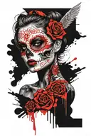 candy skull face tattoo design female angel tattoo design idea