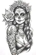 candy skull chicano gangster woman style sleeve tattoo tattoo design idea