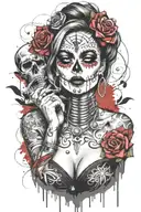 candy skull chicano gangster woman style sleeve tattoo tattoo design idea