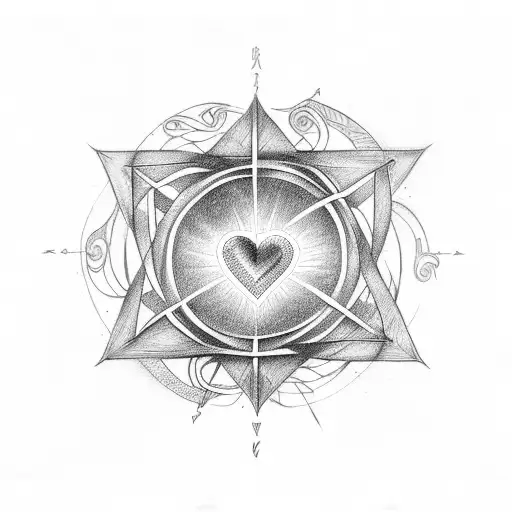 sol clef with heart rate and pentagram and notes tattoo design idea