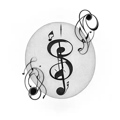 sol clef musical notes with heart pulse tattoo design idea