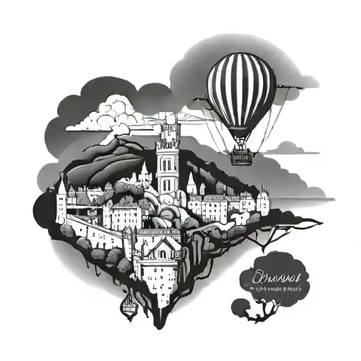 Diamond Hot air balloon flying over clifton suspension bridge tattoo design idea