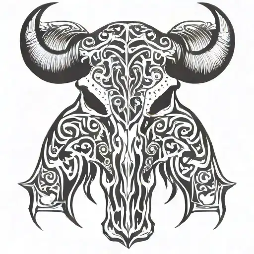 family bull skull tattoo design idea