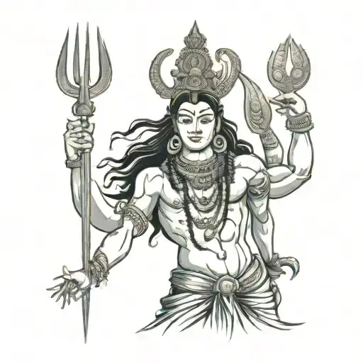 Lord shiva with lord durga puja tattoo design idea