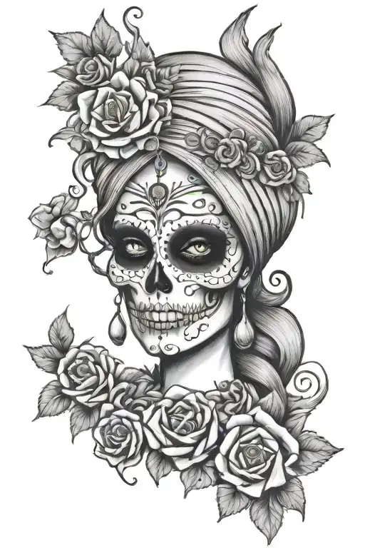 virgo woman gypsy evil skull tattoo design idea