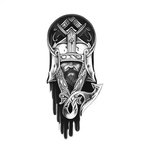 a viking holding a sword tattoo design idea