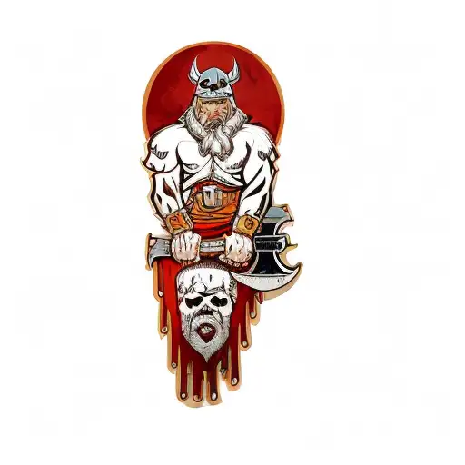 a viking holding a sword tattoo design idea