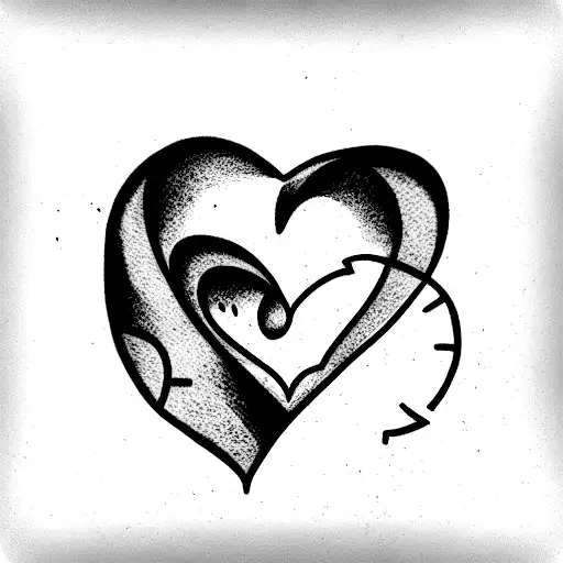 Heart going into a heart beat and separating into the initials M and C tattoo design idea