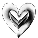 Heart going down into a heartbeat line and separating into the initials M and C tattoo design idea
