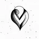 Heart going down into a heartbeat line and separating into the initials M and C tattoo design idea