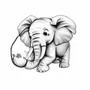 an elephant that lights up an firecamp with its trunk tattoo design idea