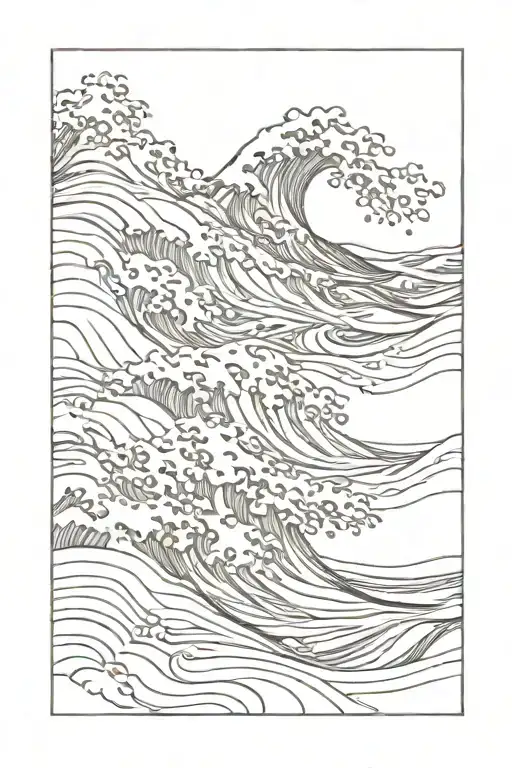 wave line drawing tattoo design idea