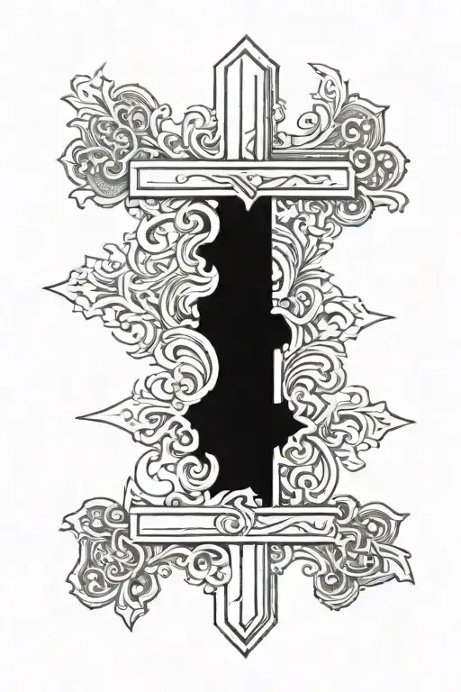 rustic cross tattoo design idea