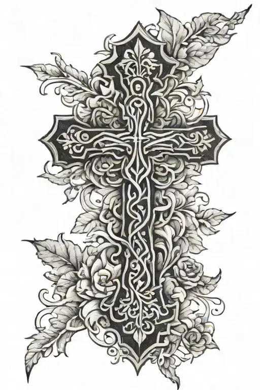 rustic cross tattoo design idea