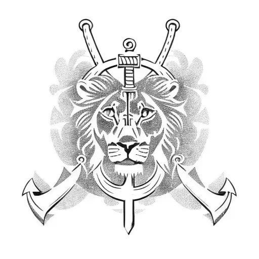 anchor with Virgo sign and a lion  tattoo design idea