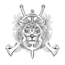 anchor with Virgo sign and a lion  tattoo design idea