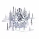 aspen trees, starry nights, pirate ship on river, clock tattoo design idea