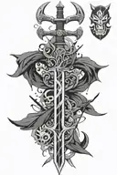 Multiple Swords, a Keyblade, Percy Jackson's Sword, Persona 5 Jokers Knife, and a Kunai from Naruto tattoo design idea