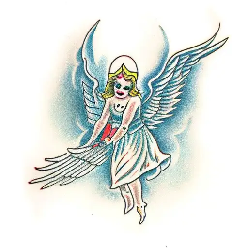 falling angel  tattoo design idea