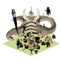 dragons, skulls, weapons and snakes tattoo design idea