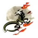 dragons, skulls, weapons and snakes tattoo design idea