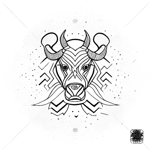 fine line taurus tattoo design idea