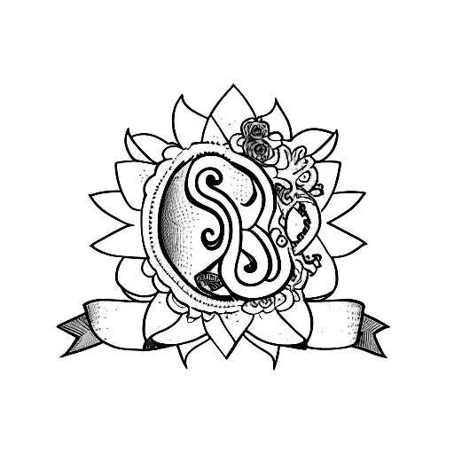 the word 'soul' with a pink heart tattoo design idea