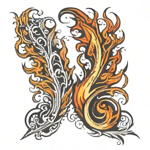 flames left arm sleeve tattoo design idea