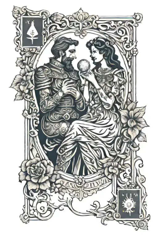 Lovers tarot card tattoo design idea