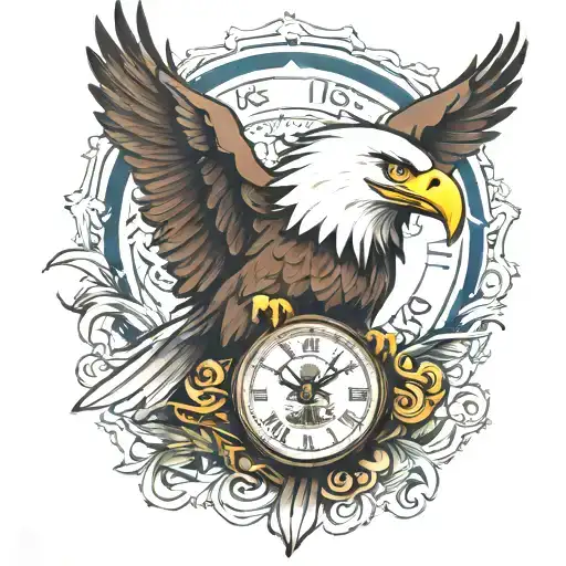 AMERICAN BALD EAGLE WATCH tattoo design idea
