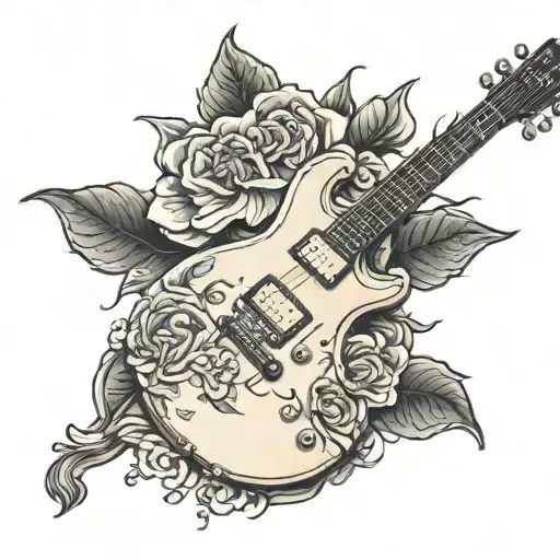 PRS GUITAR WITH GARDENIA tattoo design idea