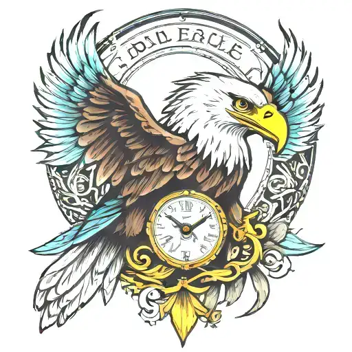 AMERICAN BALD EAGLE WATCH tattoo design idea