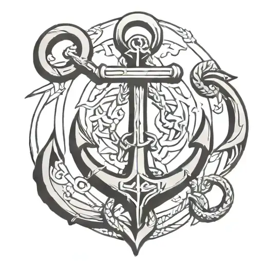 long ship anchor  tattoo design idea