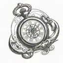 pocket watch with boat anchor behind it tattoo design idea