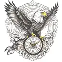AMERICAN BALD EAGLE WATCH tattoo design idea