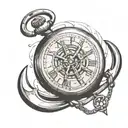 pocket watch with boat anchor behind it a manta tattoo design idea