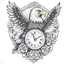 AMERICAN BALD EAGLE POCKET WATCH tattoo design idea
