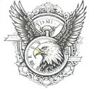 AMERICAN BALD EAGLE POCKET WATCH tattoo design idea