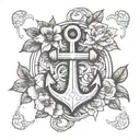 BOAT ANCHOR WITH GARDENIAS tattoo design idea