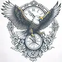 AMERICAN BALD EAGLE POCKET WATCH tattoo design idea