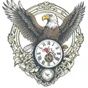 AMERICAN BALD EAGLE POCKET WATCH tattoo design idea