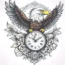 AMERICAN BALD EAGLE POCKET WATCH tattoo design idea