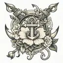 BOAT ANCHOR WITH GARDENIAS tattoo design idea