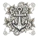 BOAT ANCHOR WITH GARDENIAS tattoo design idea