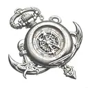 pocket watch with boat anchor behind it tattoo design idea