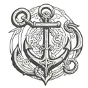 long ship anchor  tattoo design idea