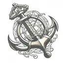 long ship anchor  tattoo design idea