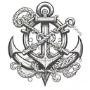 long ship anchor  tattoo design idea